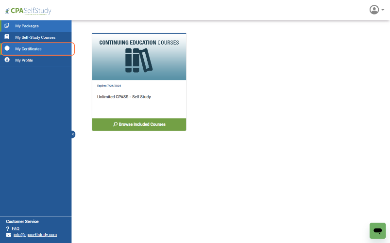 Click on My Certificates